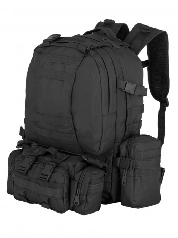 Рюкзак Тактический FORTRESS с напояс. сумкой и 2 подсум, 40 л, арт 016, цвет Черный (Black)