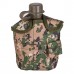 Армейская фляга (фляжка) пластиковая 1 литр,  в камуфлированном чехле с алюминиевым котелком, цвет Марпат (Marpat)