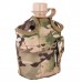 Армейская фляга (фляжка) пластиковая 1 литр,  в камуфлированном чехле с алюминиевым котелком, цвет Мультикам (Multicam)