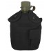 Армейская фляга (фляжка) пластиковая 1 литр,  в камуфлированном чехле с алюминиевым котелком, цвет Черный (Black)