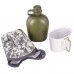 Армейская фляга (фляжка) пластиковая 1 литр,  в камуфлированном чехле с алюминиевым котелком, цвет Цифровой серый (ACUPAT)