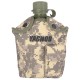 Армейская фляга (фляжка) пластиковая 1 литр,  в камуфлированном чехле с алюминиевым котелком, цвет Цифровой серый (ACUPAT)