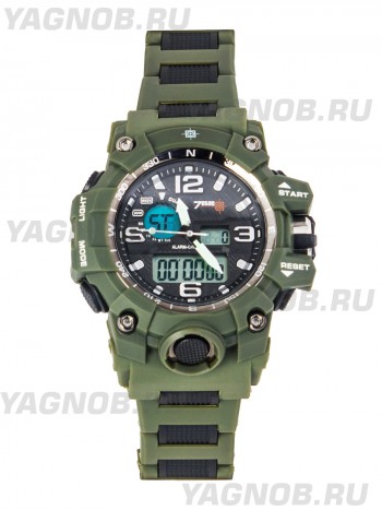 Тактические часы Dual Time Chronometer, 7.62, Water Resistant 30м, арт CB002, цвет Олива (Olive)