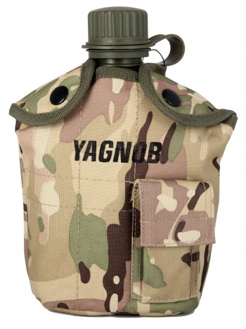 Армейская фляга пластиковая 1 литр,  в камуфлированном чехле, цвет Мультикам (Multicam)