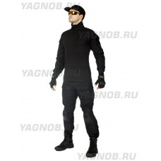 Костюм тактический мужской, летний, Gongtex Phantom с защитой локтей и коленей, 100% хлопок, цвет Черный (Black)