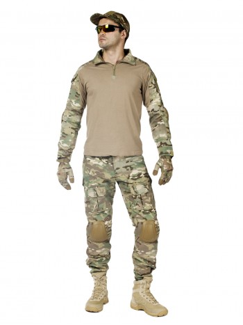 Костюм тактический мужской -  летний TACTICA 7.62 со съемной защитой локтей и коленей, цвет Мультикам