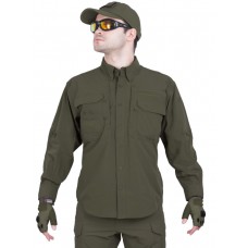 Легкая тактическая мужская рубашка GONGTEX TRAVELLER SHIRT, полиэстер-эластан, цвет Олива (Olive)