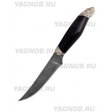 Авторский сувенирный нож Кизляр АНАКОНДА-2, дамасская сталь, коробка, серебро, золото, латунь, фианит, черное дерево, арт 080741