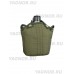 Комплект: походная фляга 2в1 (фляжка) алюминиевая 1 литр + походный котелок + мягкий чехол Yagnob Military Flask 1l, цвет Олива
