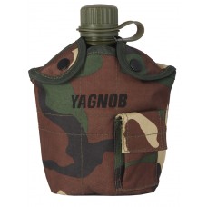 Армейская фляга пластиковая 1 литр,  в камуфлированном чехле, цвет Вудланд  (Woodland)