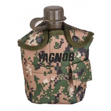 Армейская фляга пластиковая 1 литр,  в камуфлированном чехле, цвет Марпат (MARPAT)