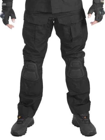 Брюки мужские тактические, Gongtex Alpha Tactical Pants с наколенниками, цвет Черный (Black)